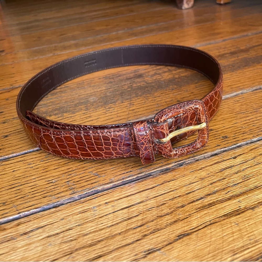 Vintage Prada Crocodile Veritable Brown Belt